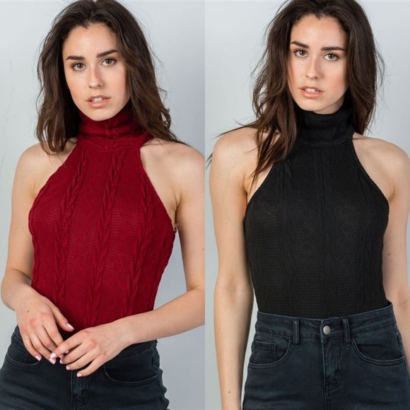 RESTOCKED! NAOMI CABLE KNIT SWEATER BODYSUIT black - Picture 8 of 8